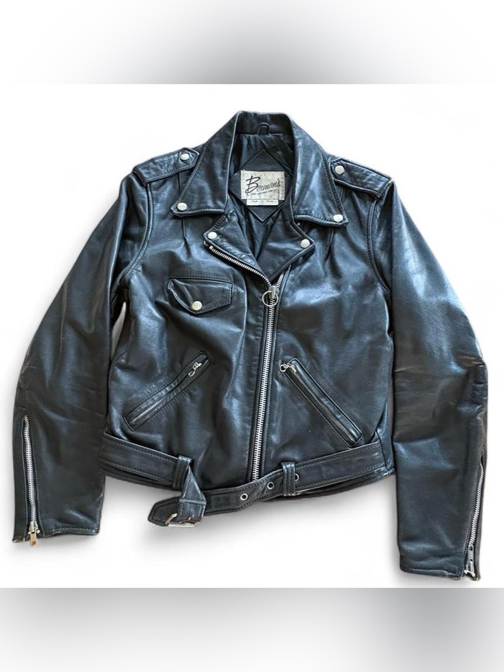 Berman’s Leather Motorcycle Jacket Womens 12 Vintage 90s Grunge Punk Biker